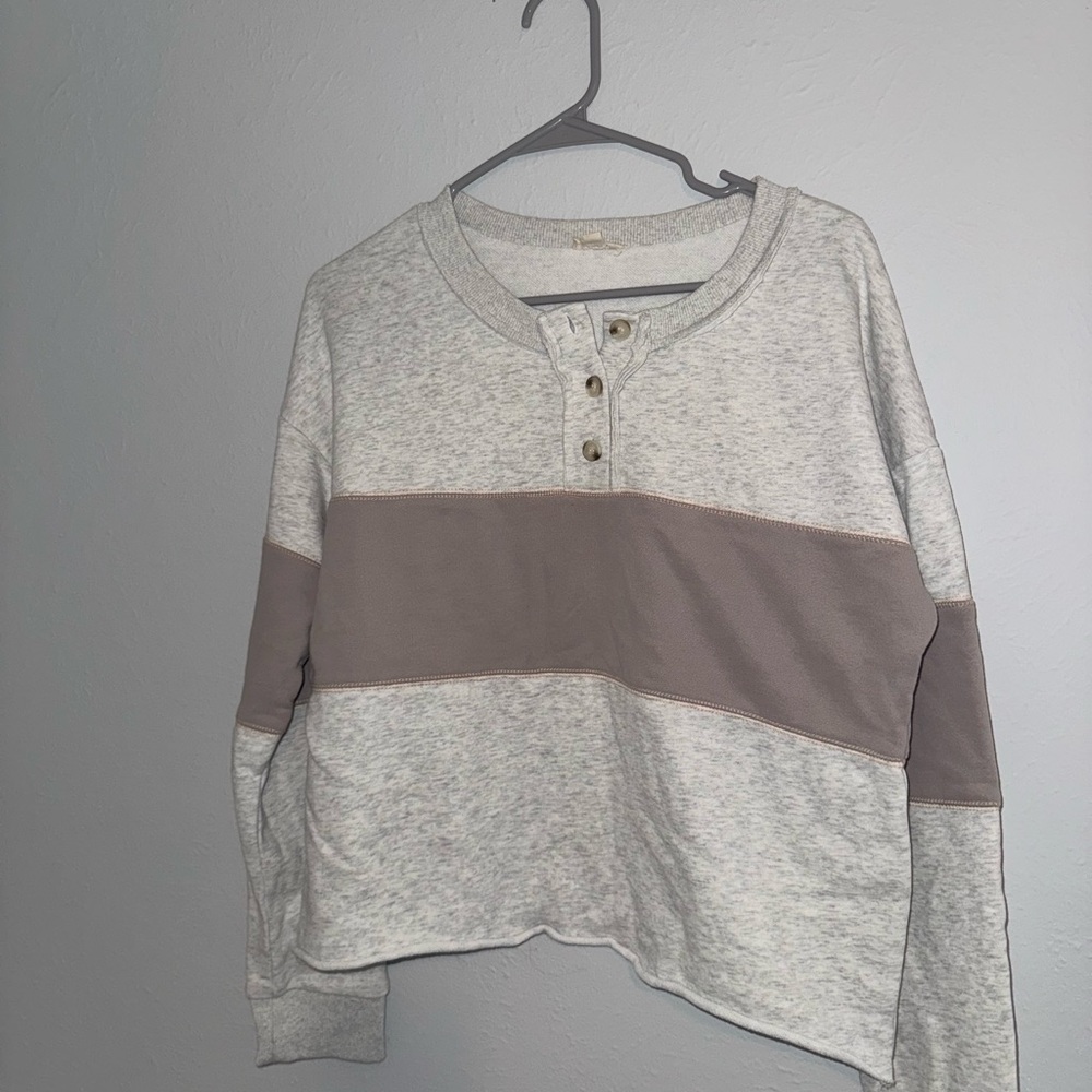 Altar'd State Gray and Brown Button Down Shirt